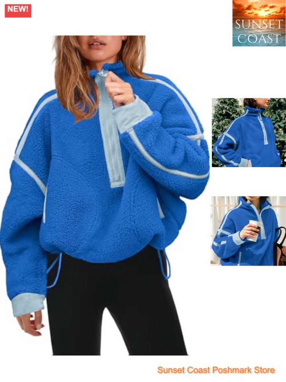 Panadila Womens Half Zip Fleece Pullover Sherpa Jacket